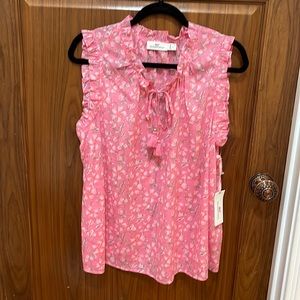 NWT Women’s Vineyard Vines Orleander Pink Floral Ruffle Popover - Large